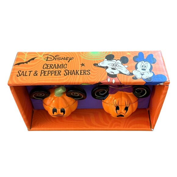 Disney Mickey & Minnie‎ Mouse Jack O'lantern Salt & Pepper Shaker Set - NIB - Picture 4 of 9
